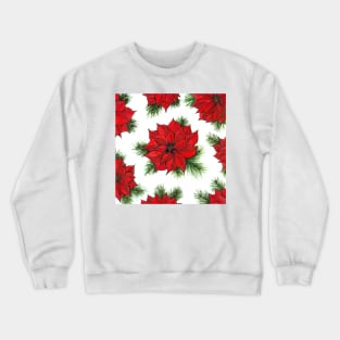 Poinsettia and fir branches pattern Crewneck Sweatshirt